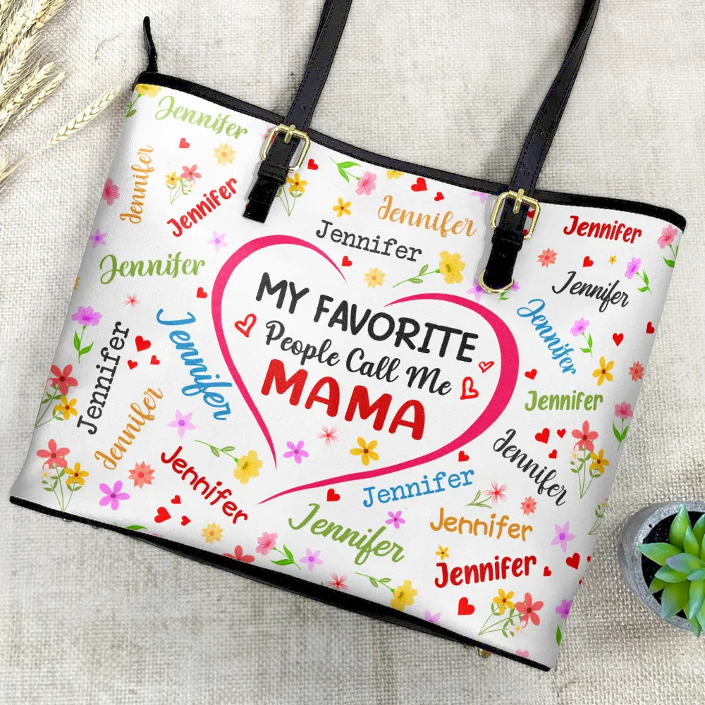 This Grandma Belongs To - Personalized Leather Tote Bag for Loving Grandmas Leather Tote Bag PopCulturePrints