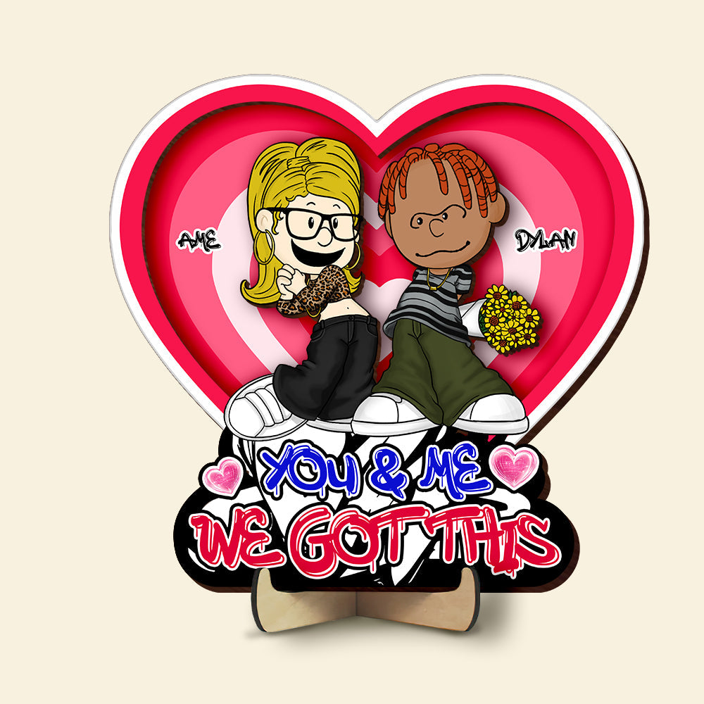 Personalized Y2K Heart Shape Wooden Sign for Couples Wood Sign PopCulturePrints