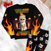 Load image into Gallery viewer, Custom Pet Lover 3D Shirt &amp; Leggings Set - Cozy Fireplace Cat Theme
