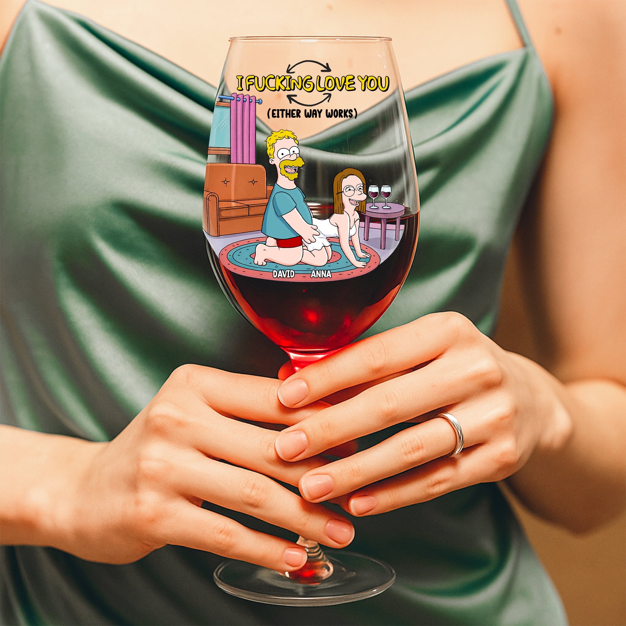 "I F*CKING LOVE YOU" Funny Wine Glass - Personalized Gift for Couples Wine Glass PopCulturePrints