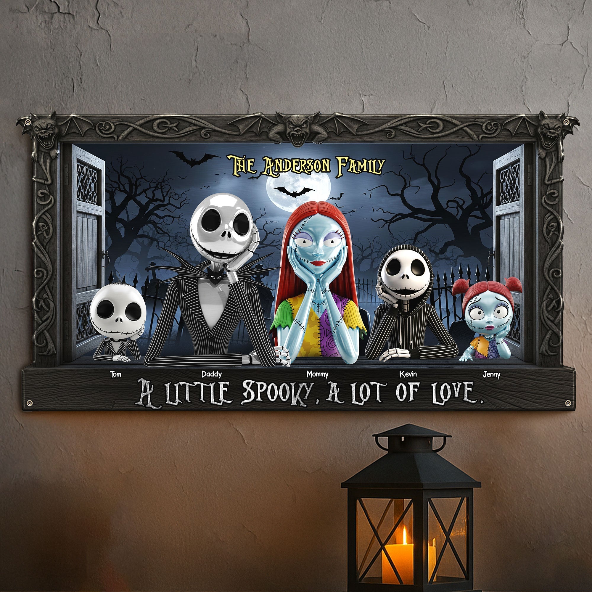A Little Spooky, A Lot of Love - Personalized Horror Family Metal Sign Metal Signs PopCulturePrints