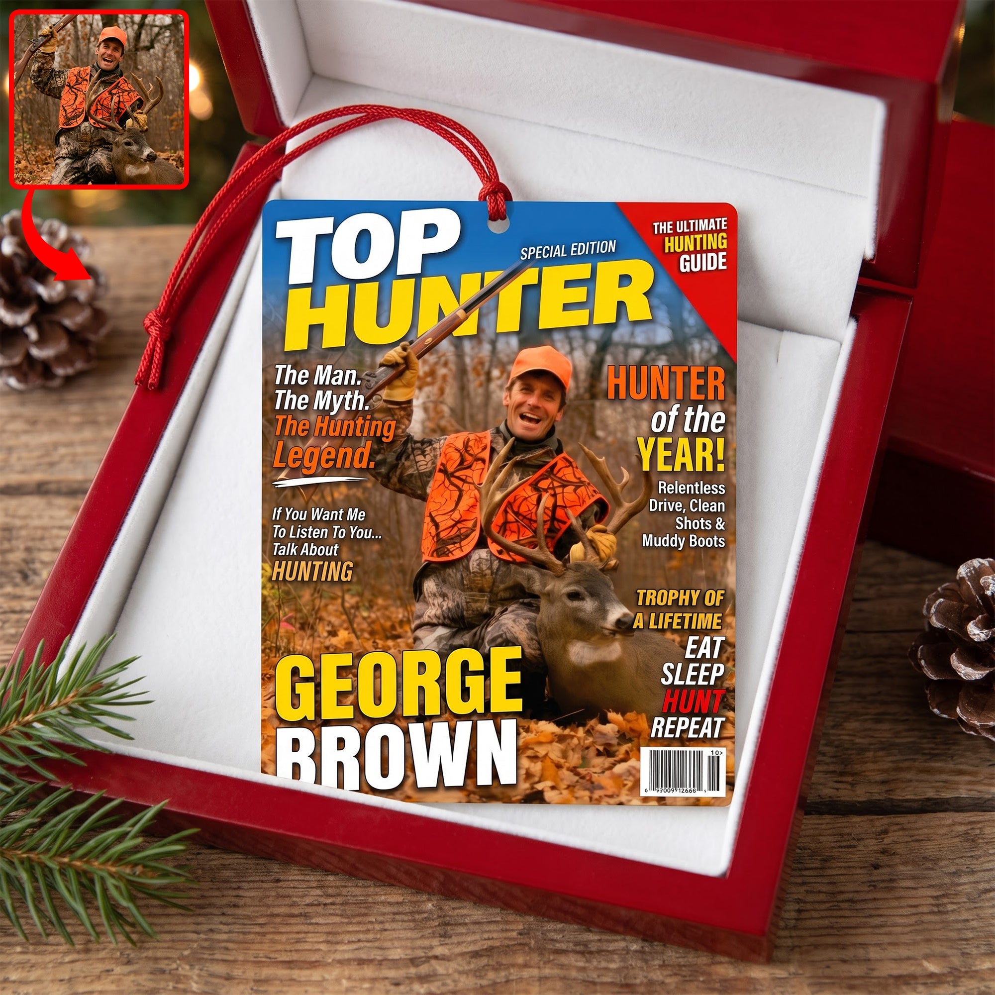 “The Hunting Legend” - Custom Personalized Christmas Ornament for Hunting Lovers Ornament PopCulturePrints