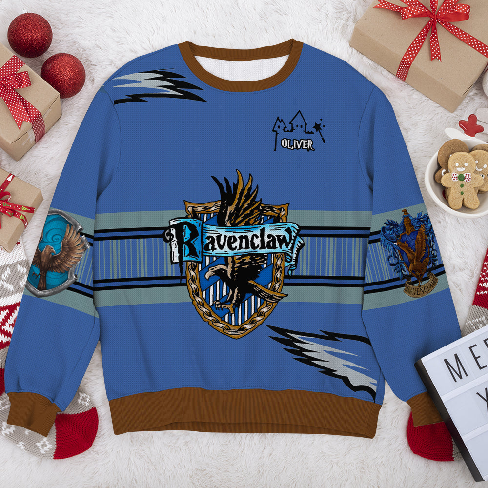 Personalized Gryffindor Ugly Christmas Sweater - Gift for Movie Fans & Book Lovers