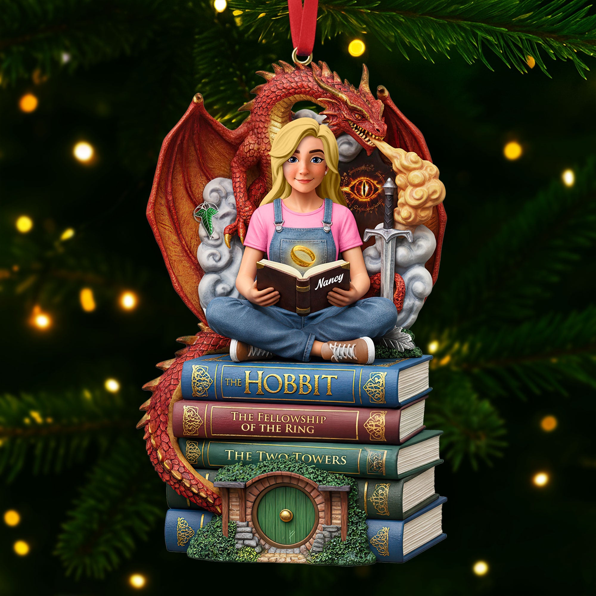 "For Every Book Lover, A Magical Moment Awaits" - Personalized Book Lover Christmas Ornament - Gift for Readers and Book Enthusiasts Ornament PopCulturePrints