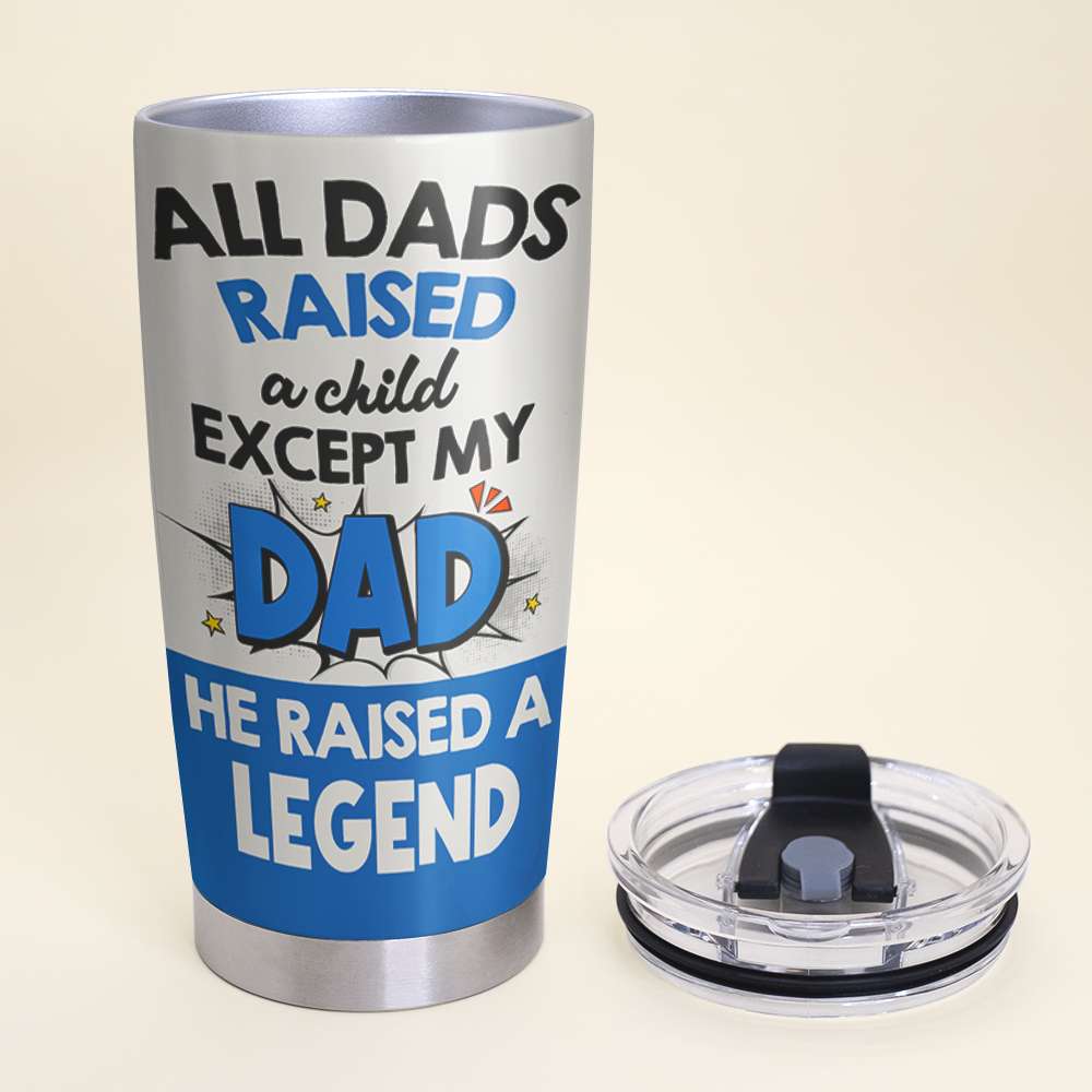 Personalized Superhero Dad Tumbler - Raised A Legend