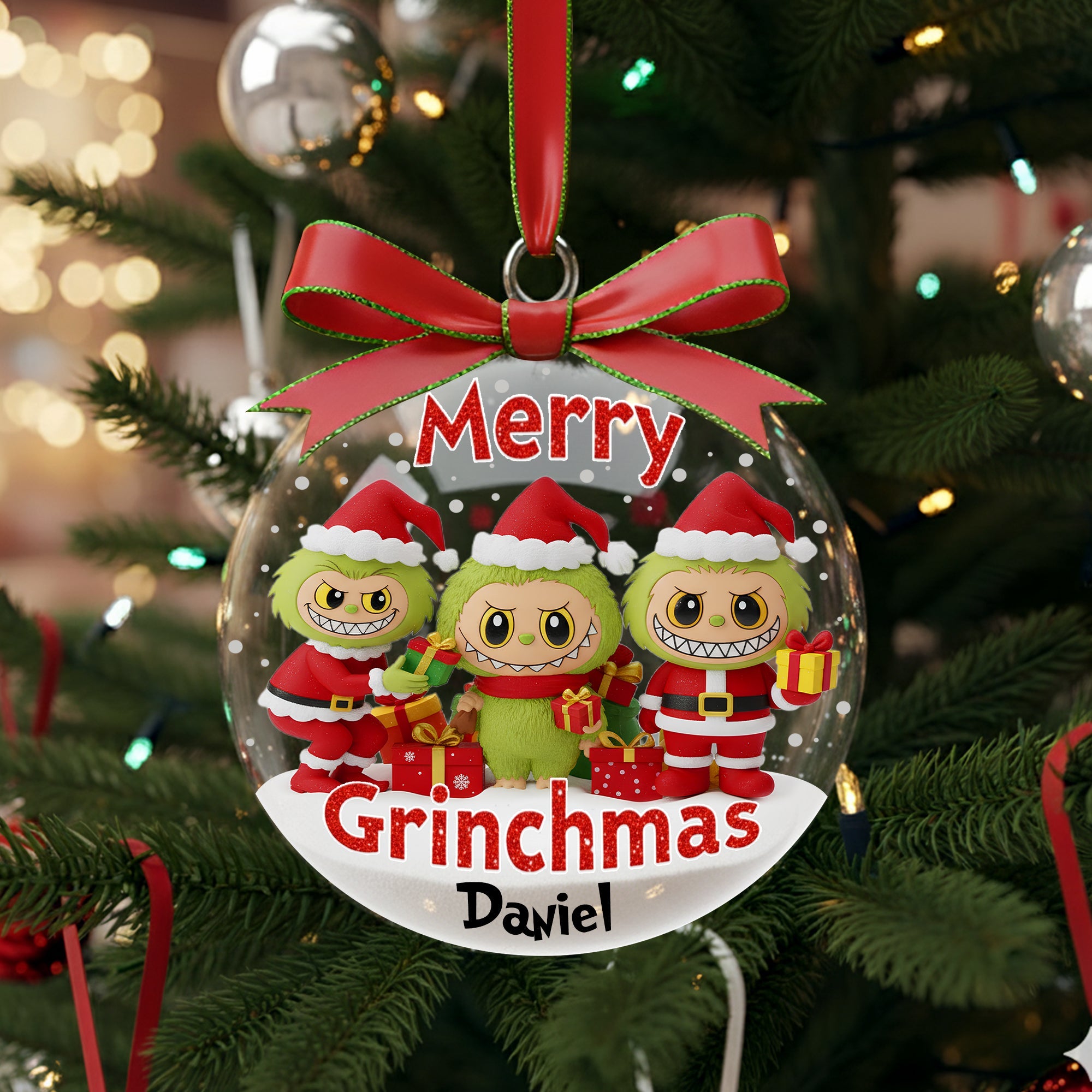"Bring Joy this Holiday Season with Our Cute Xmas Monster Ornament" - Personalized Christmas Gift for Friends, Family, Kids Ornament PopCulturePrints