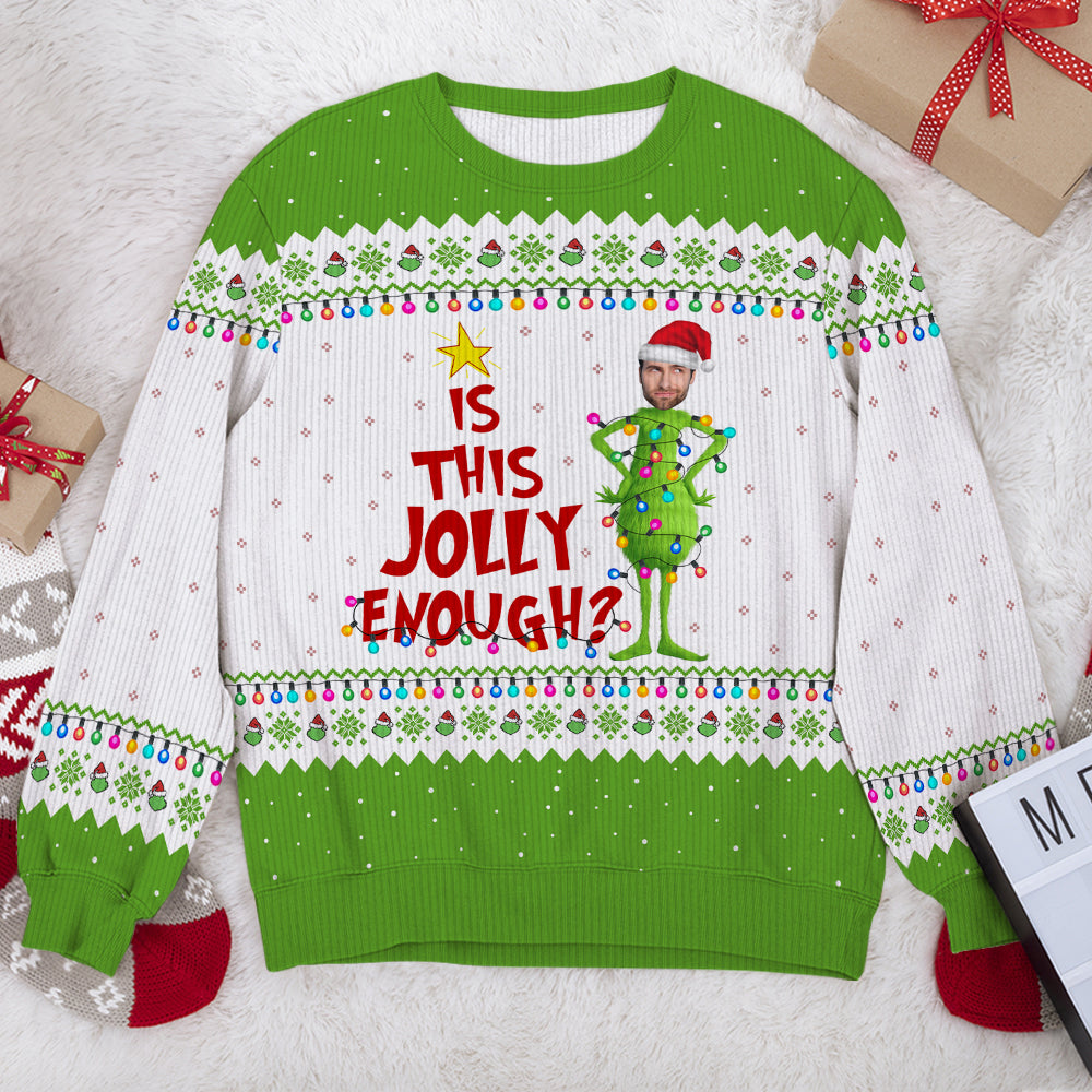 Customizable Christmas 'Is This Jolly Enough?' Ugly Sweater Ugly Christmas Sweater PopCulturePrints