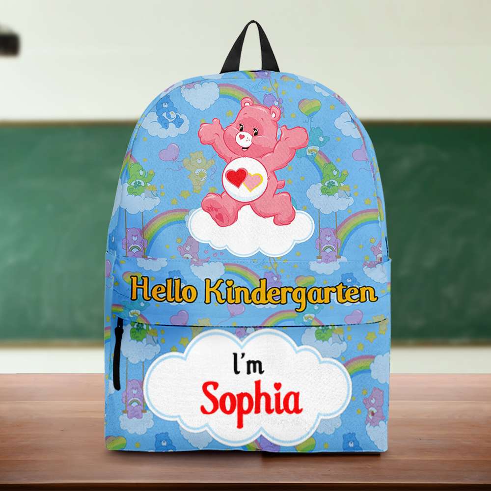 Personalized Kids Cartoon Animal Backpack - Hello Kindergarten - Custom Name