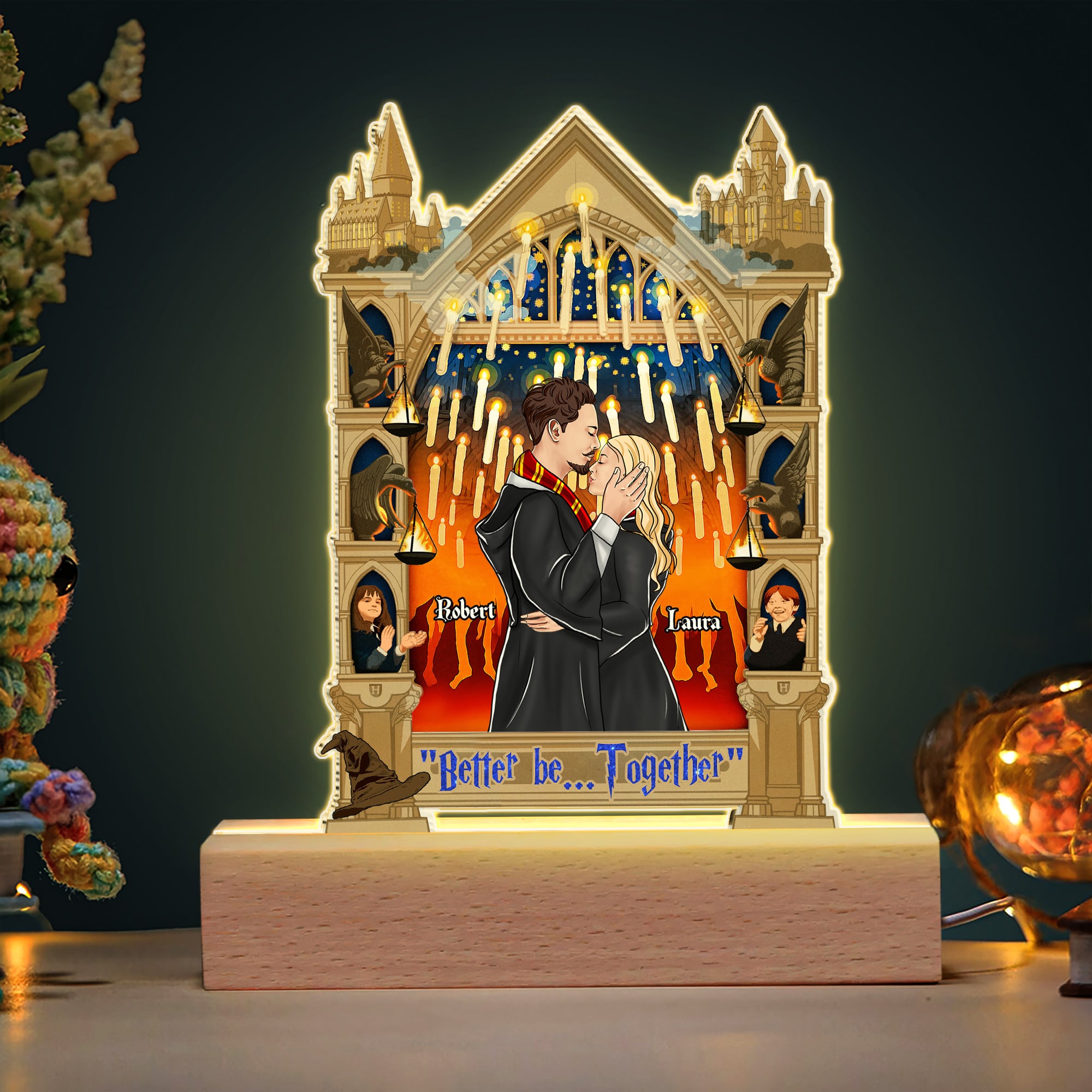 Personalized Couple LED Light with Wizard Themed Design