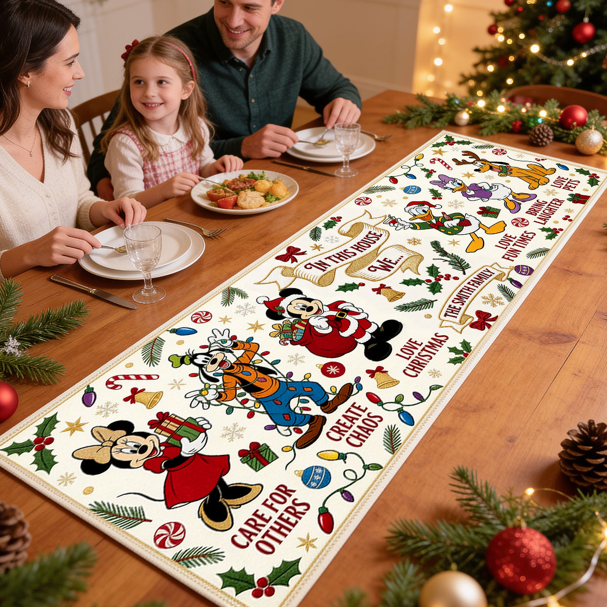 “Bring Festive Cheer Home” - Festive Christmas Quilted Table Runner - Personalized Gift for Family