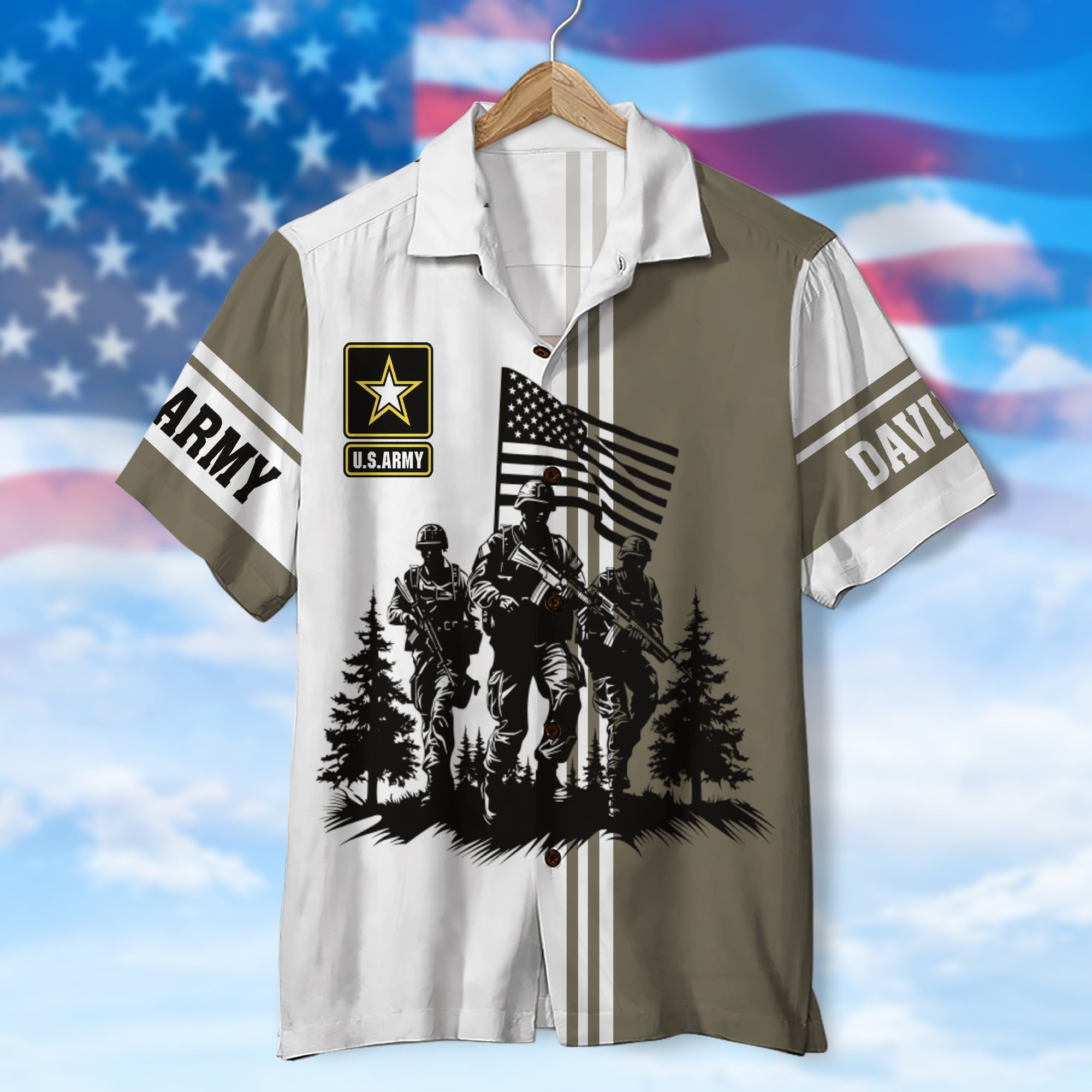 Personalized 'American Soldier' Hawaiian Shirt - Custom Military Pride Design