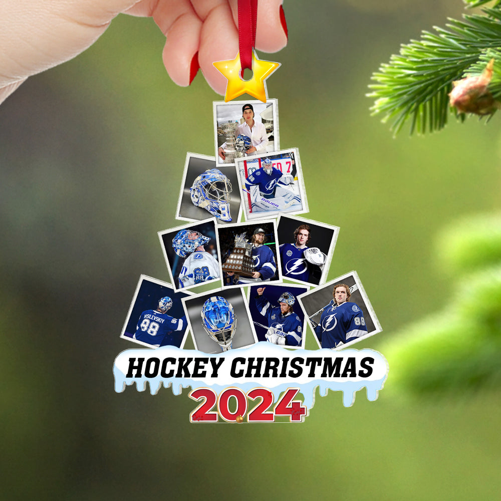 Personalized Ice Hockey Lover's Christmas Ornament - 2024 Edition