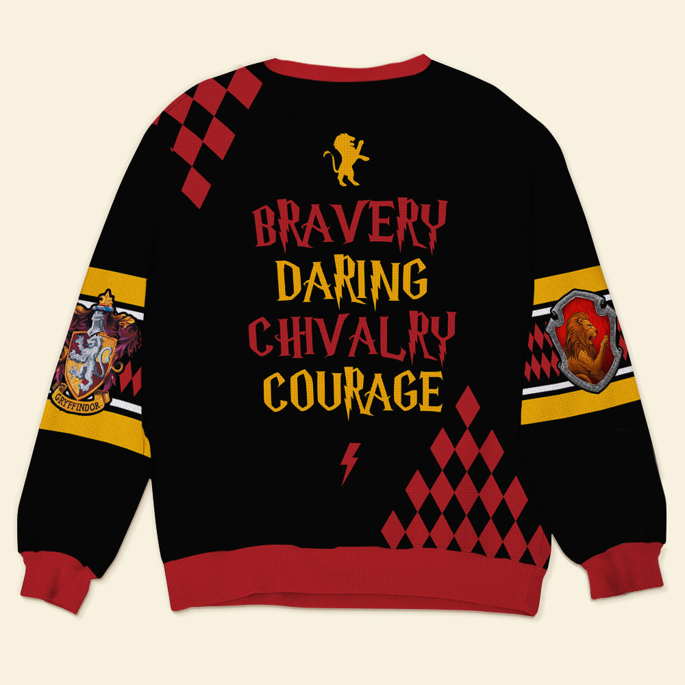 Personalized Gryffindor Ugly Christmas Sweater - Gift for Movie Fans & Book Lovers