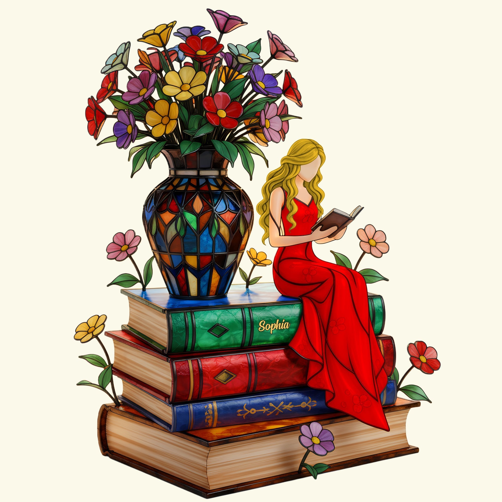 Illuminate Your Stories - Floral Storytime Book Stack Light Box - Personalized Gift for Book Lovers Light Box PopCulturePrints