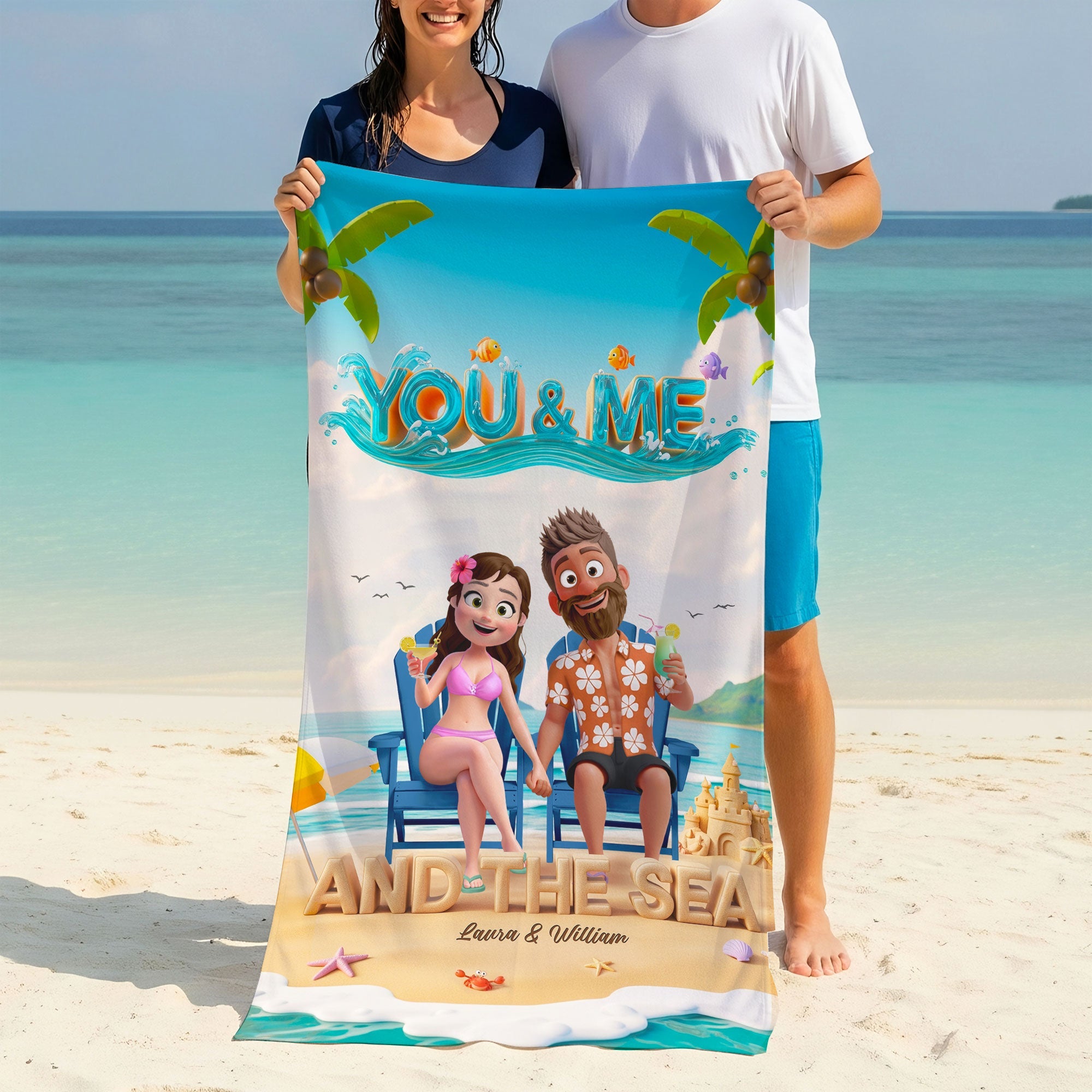 You & Me Beach Towel - Personalized Gifts for Couples Beach Towel PopCulturePrints