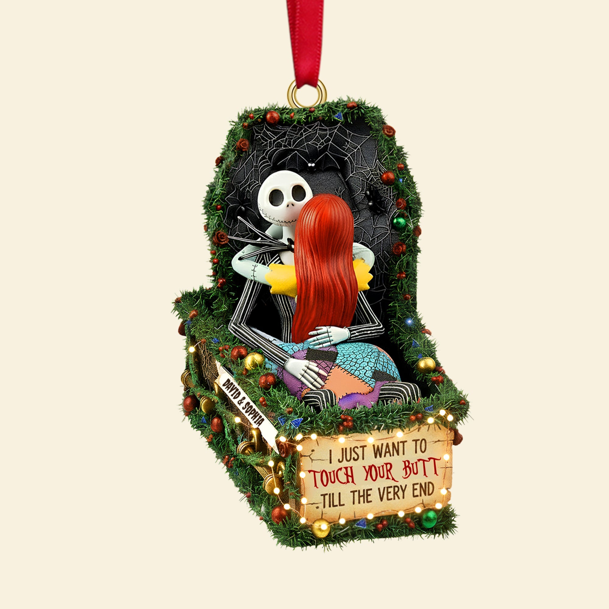 I Just Want to Touch Your Butt - Personalized Deathly Love Christmas Ornament for Couples Ornament PopCulturePrints