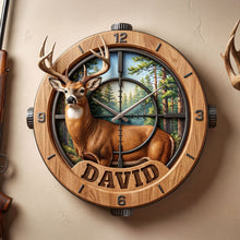 Load image into Gallery viewer, “Cherish Every Moment” - Personalized Deer Hunting Wall Clock - Unique Gift for Hunting Enthusiasts Hanging Wall Clock PopCulturePrints

