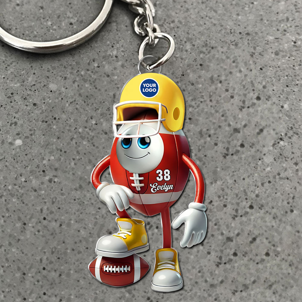 Custom American Football Lover Keychain with Personalized Name and Number Keychains PopCulturePrints