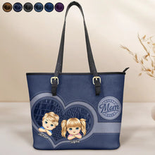 Load image into Gallery viewer, Best Mom Ever - Personalized Leather Tote Bag | A Heartfelt Gift for Moms and Grandmas Leather Tote Bag PopCulturePrints

