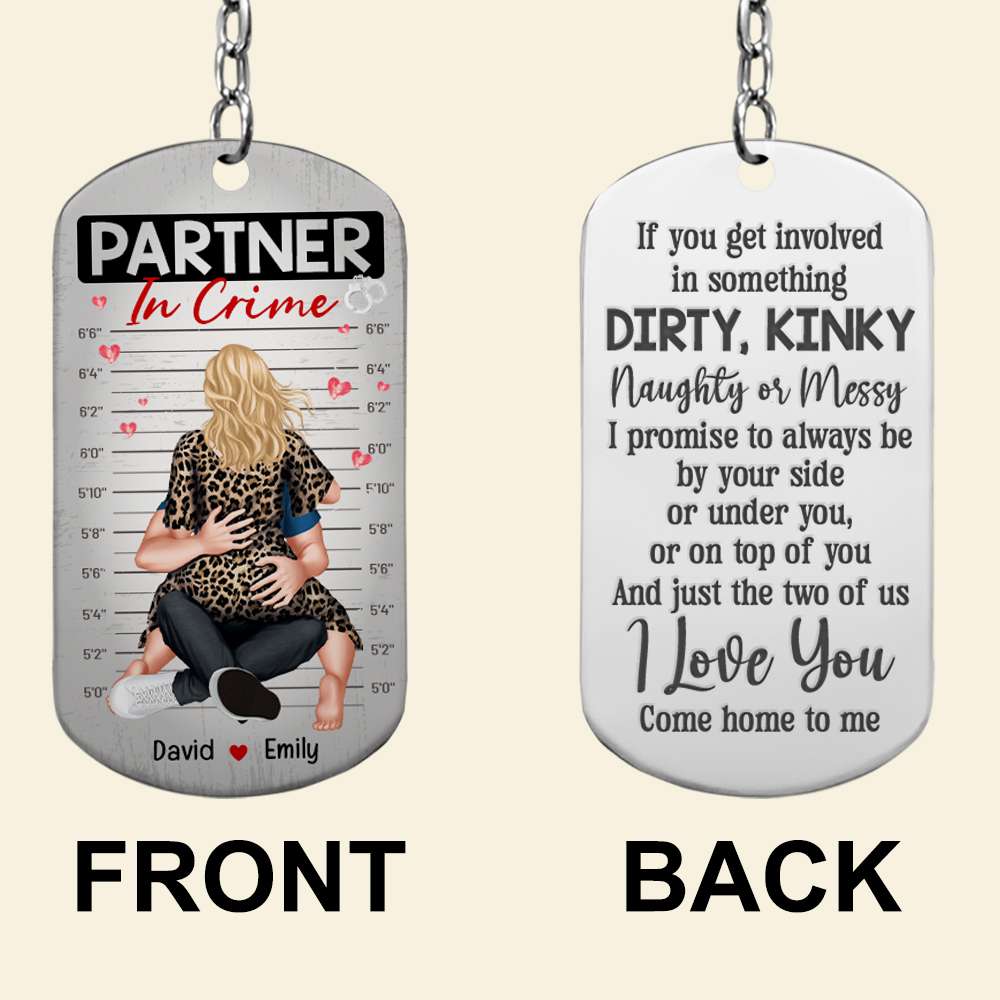 Personalized Partner in Crime Keychain - Customized Engraved Stainless Steel Gift Keychains PopCulturePrints