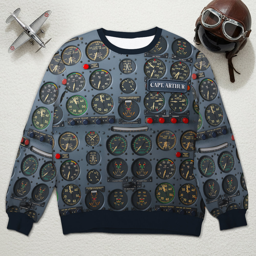 Pilot Control Panel Ugly Sweater - Personalized Gifts for Aviation Enthusiasts Ugly Christmas Sweater PopCulturePrints
