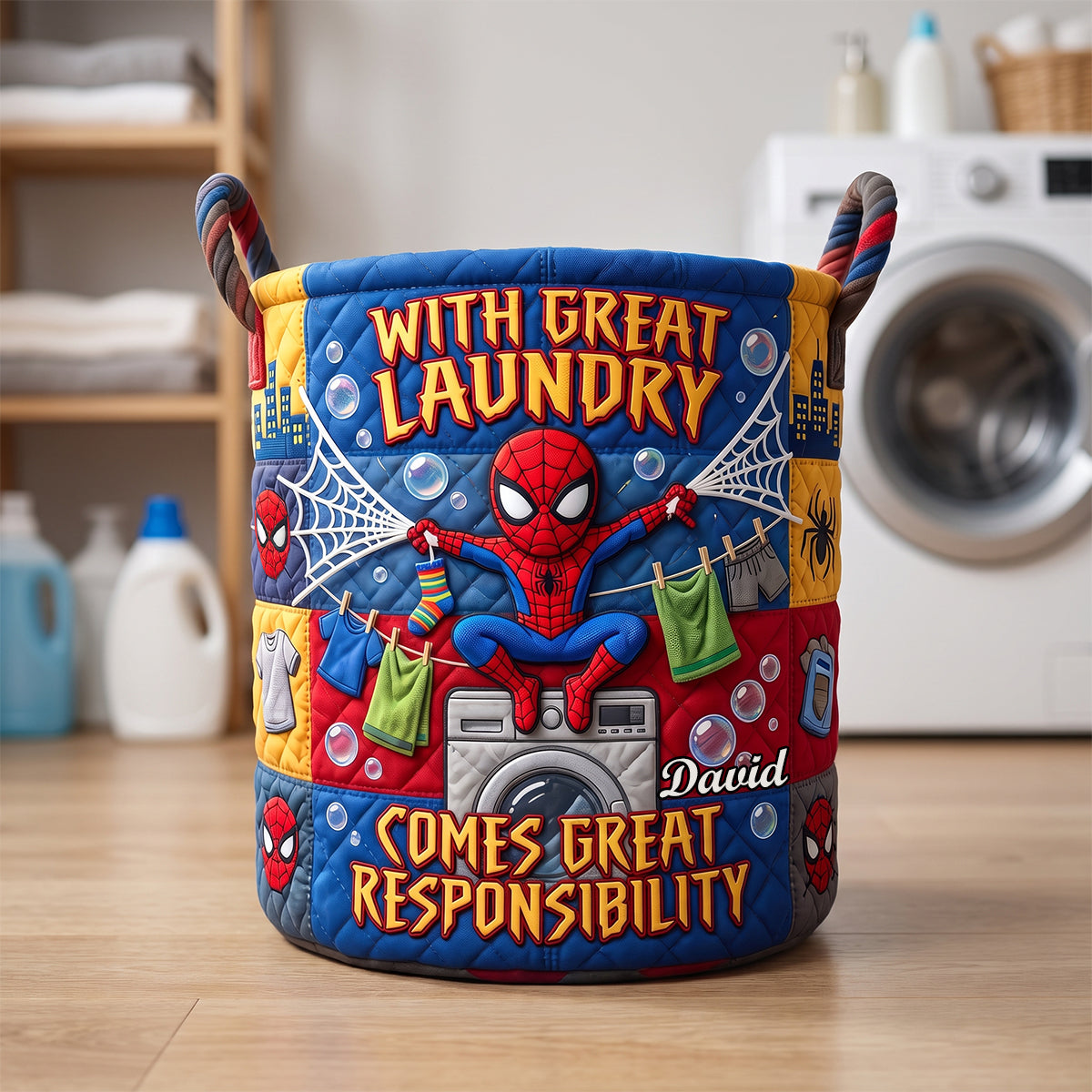 Laundry Time - Personalized Gifts Quilted Laundry Basket 07TYDH090726 Laundry Basket PopCulturePrints