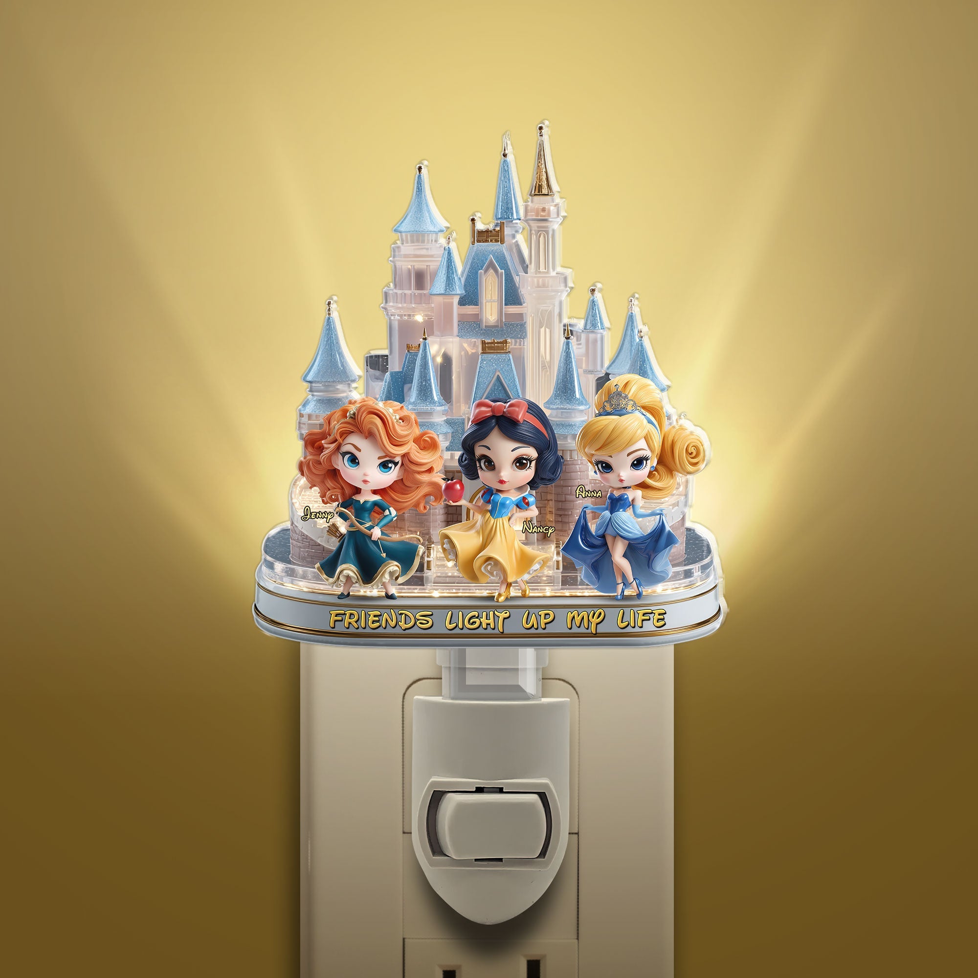 "Friends Light Up My Life" - Princess Besties Night Light - Personalized Gift for Besties Night Lights PopCulturePrints