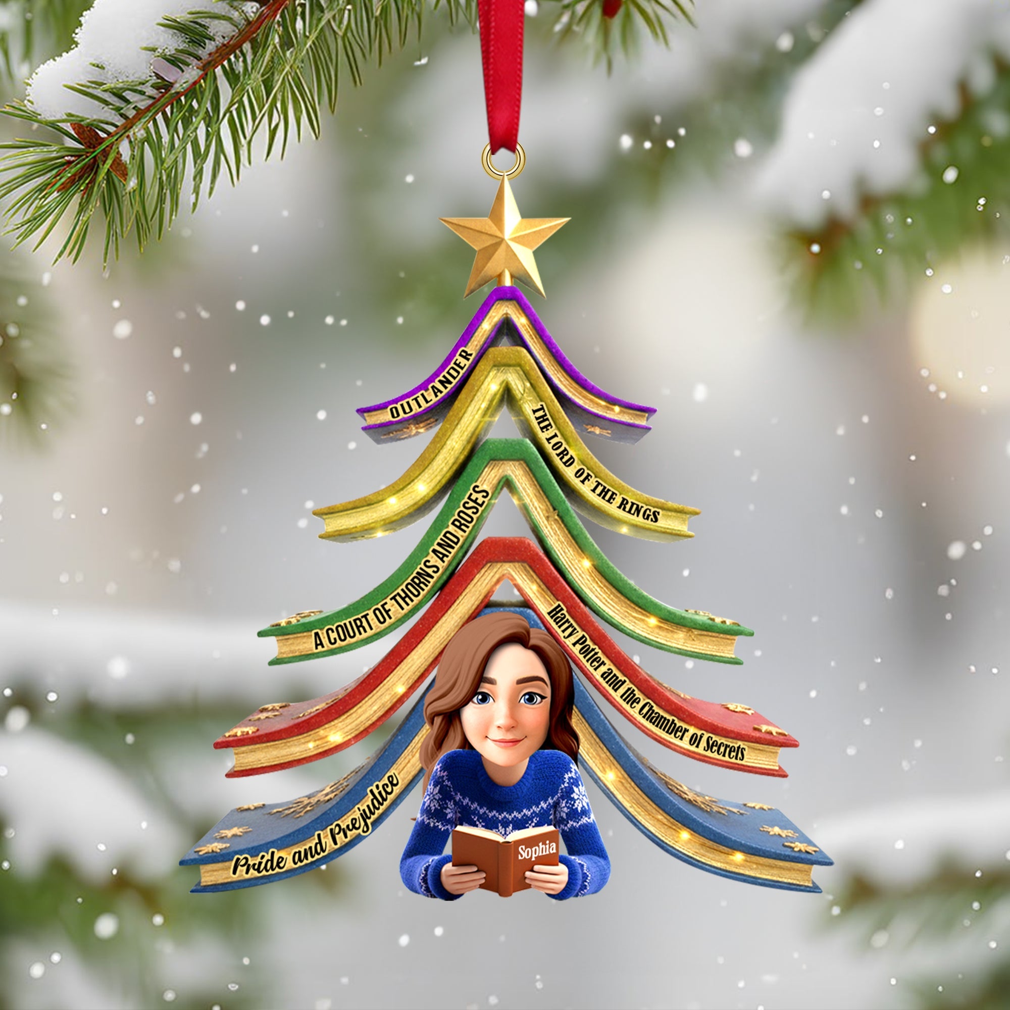 “Every Book is a New Adventure.” - Personalized Reading Girl Christmas Ornament - Gift for Book Lovers Ornament PopCulturePrints