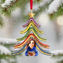 Load image into Gallery viewer, “Every Book is a New Adventure.” - Personalized Reading Girl Christmas Ornament - Gift for Book Lovers Ornament PopCulturePrints
