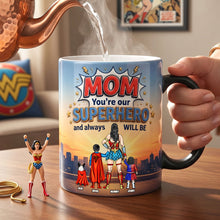 Load image into Gallery viewer, Mom, You're Our Superhero - Personalized Magic Mug for Mother's Day Coffee Mug PopCulturePrints
