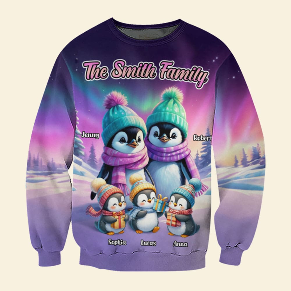 Custom Family Penguin Christmas Sweatshirt