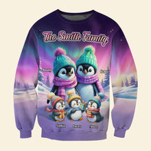 Load image into Gallery viewer, Custom Family Penguin Christmas Sweatshirt
