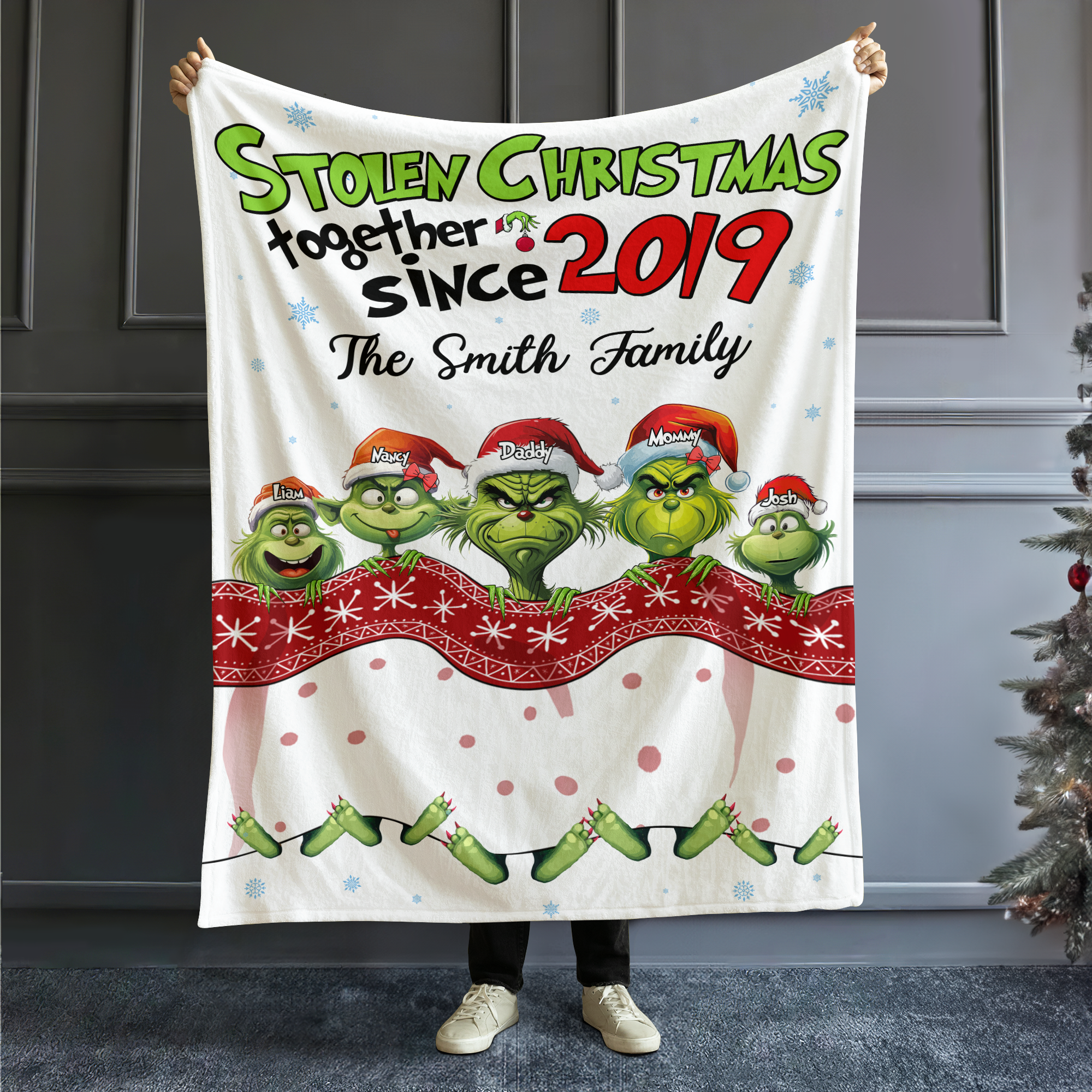 Custom Christmas Family Blanket - Stolen Christmas Together Design