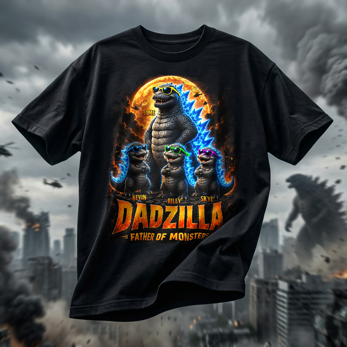 "Be the Hero this Father's Day with Dadzilla!" - Personalized Father Of Monsters Shirt - Perfect Gift for Dad, Grandpa, and More
