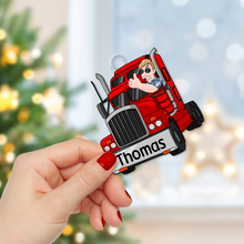 Load image into Gallery viewer, Custom Trucker Christmas Ornament - Personalized Gift Ornament PopCulturePrints
