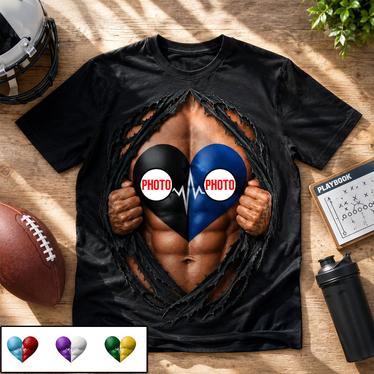 Funny Ultimate House Divided Rivalry Ripped Muscle Heart 3D Shirt - Personalized Gifts For Sport Lovers 04ohdh150726 AOP Products PopCulturePrints