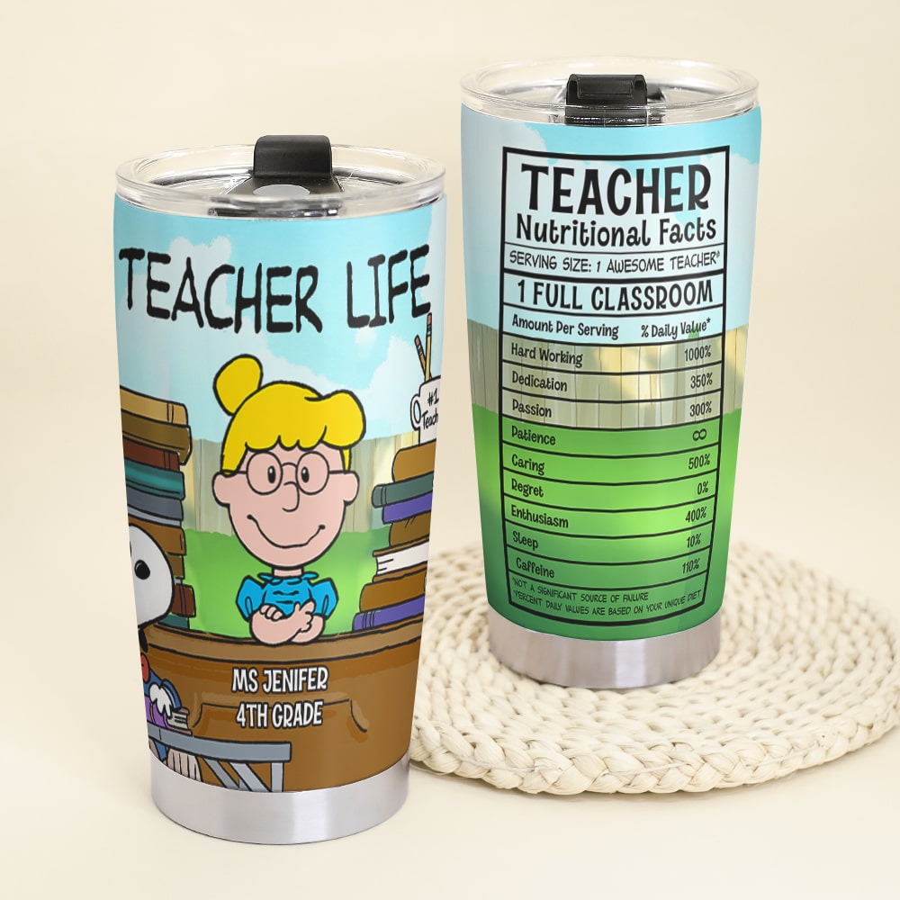 Personalized Teacher Life Tumbler - Custom Cartoon Design