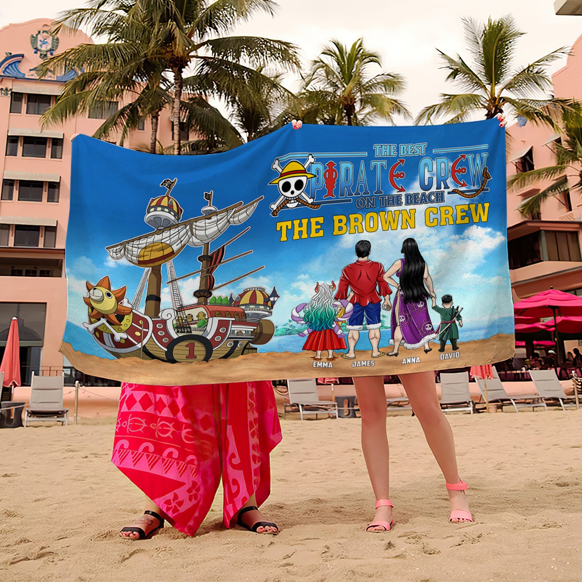Personalized Pirate Family Beach Towel Beach Towel PopCulturePrints