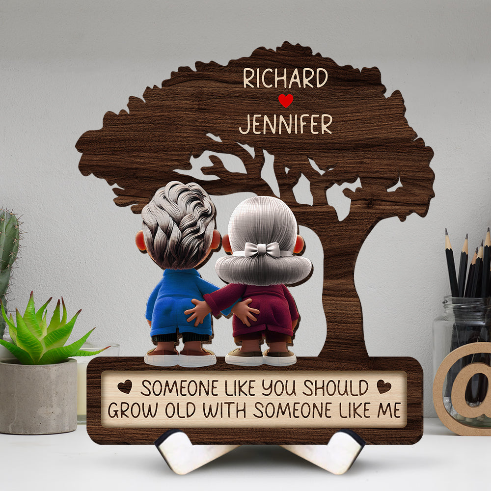 Personalized Couple Wood Sign - Someone Like You Should Grow Old With Someone Like Me Wood Sign PopCulturePrints