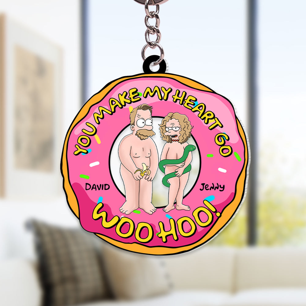 Personalized Naughty Couple Keychain - Fun Woo-Hoo Design for Valentine's Day Gifts Keychains PopCulturePrints