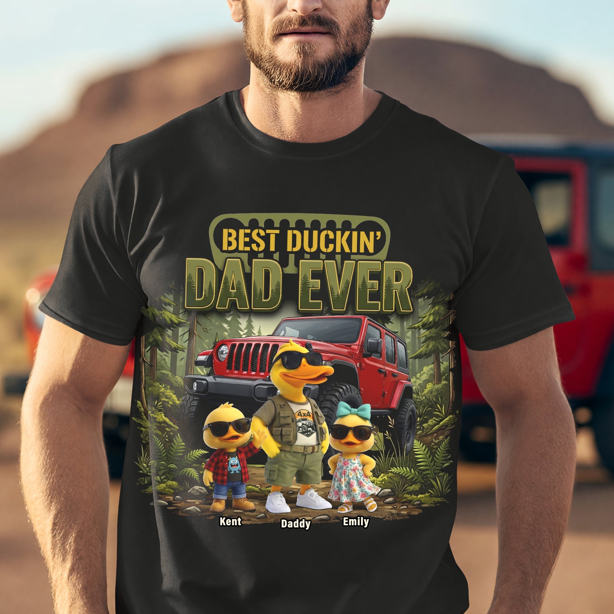 "Best Duckin' Dad Ever!" - Personalized Off-Road Dad Shirt - Great Gift for Dad and Grandpa Shirts PopCulturePrints