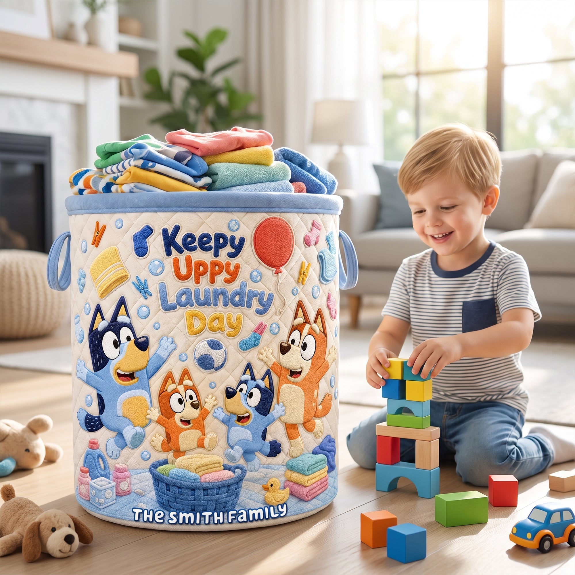 Happy Family Laundry Basket - Personalized Gift For Family 01NAQN140726 Laundry Basket PopCulturePrints