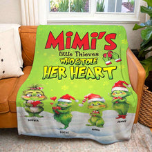 Load image into Gallery viewer, Mimi&#39;s Little Thieves who Stole Her Heart, Personalized Blanket for Grandma, Green Kids Christmas Blanket
