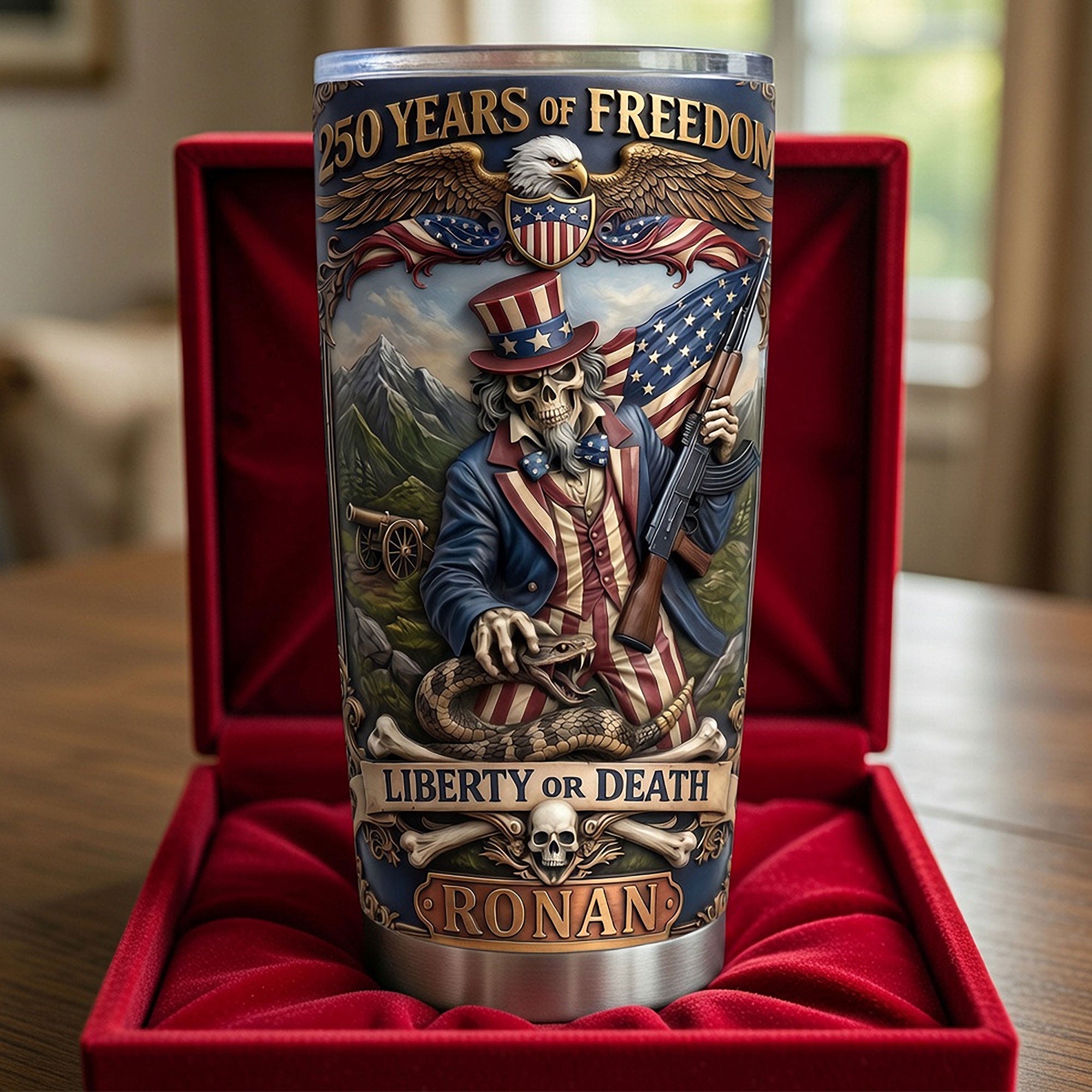 “250 Years of Freedom” - Personalized 20oz Tumbler, Perfect Gift for Patriotic Celebrations Tumbler Cup PopCulturePrints