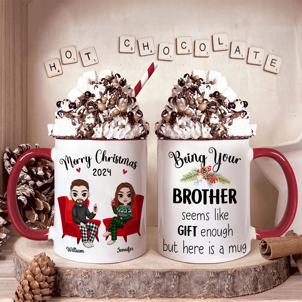 Personalized Merry Christmas Brother Coffee Mug Gift 2024 Coffee Mug PopCulturePrints