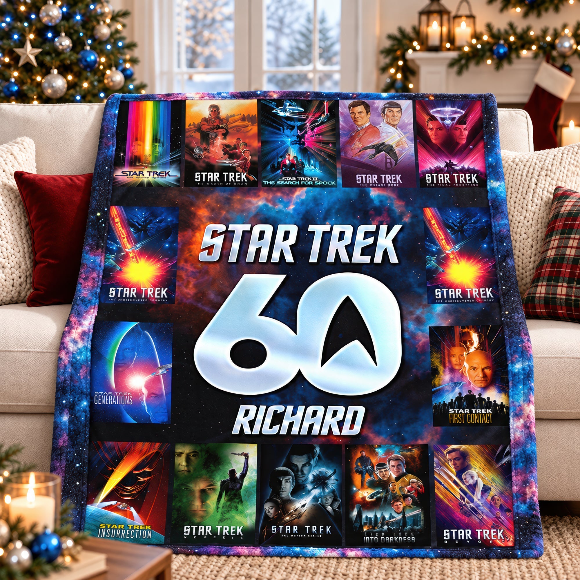 “Boldly Go Where No Gift Has Gone Before” - Personalized Star Trek Blanket - Gift for Sci-Fi Enthusiasts