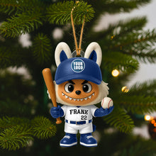 Load image into Gallery viewer, “Celebrate the Game with Joy!” - Personalized Christmas Bunny Baseball Ornament - A Unique Gift for Baseball Lovers Keychains PopCulturePrints
