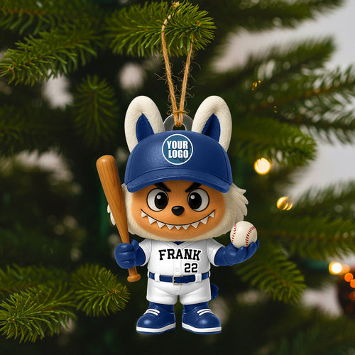 “Celebrate the Game with Joy!” - Personalized Christmas Bunny Baseball Ornament - A Unique Gift for Baseball Lovers Keychains PopCulturePrints