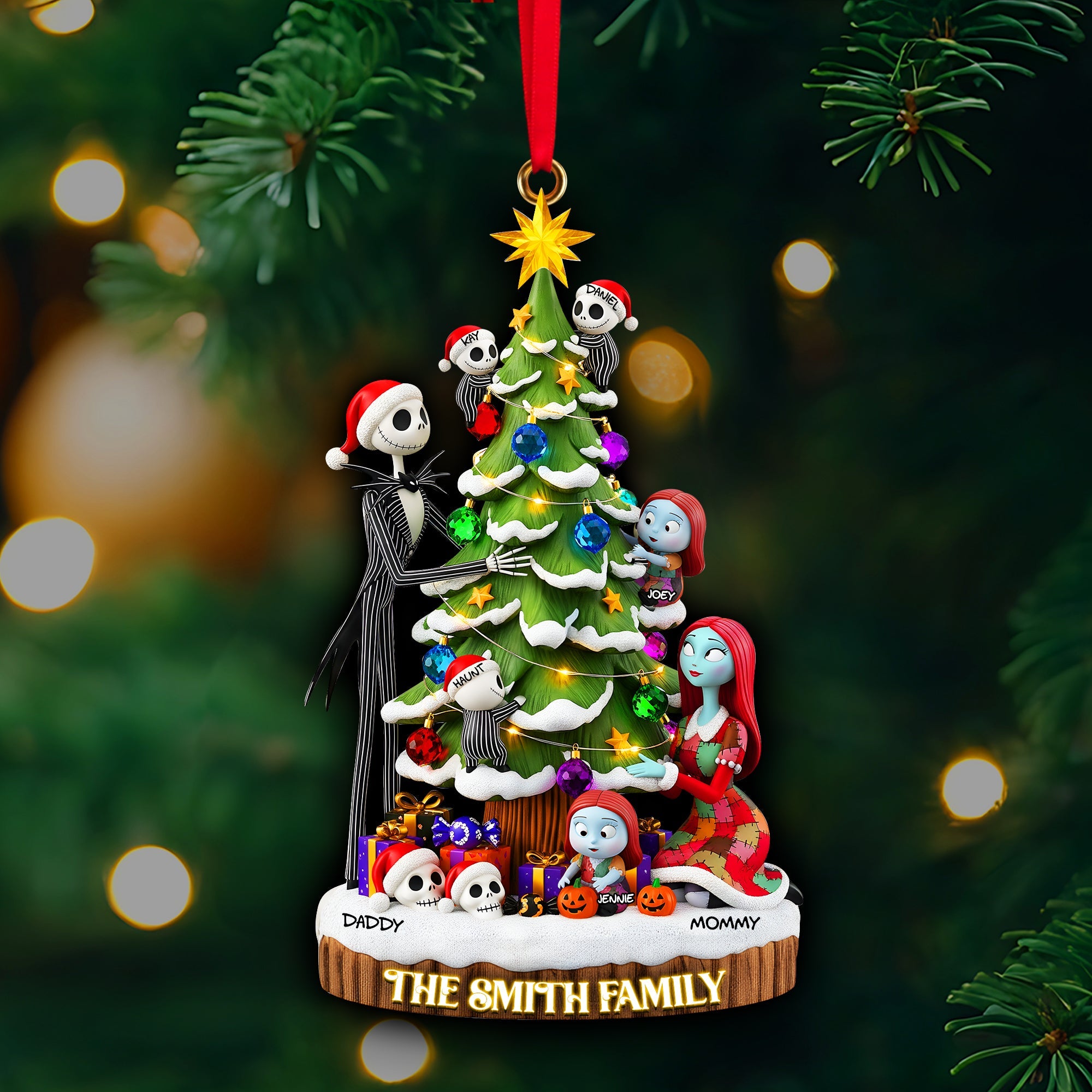 “Celebrate a Spooky Christmas!” - Gothic Christmas Family Ornament - Personalized Gift for Families Ornament PopCulturePrints