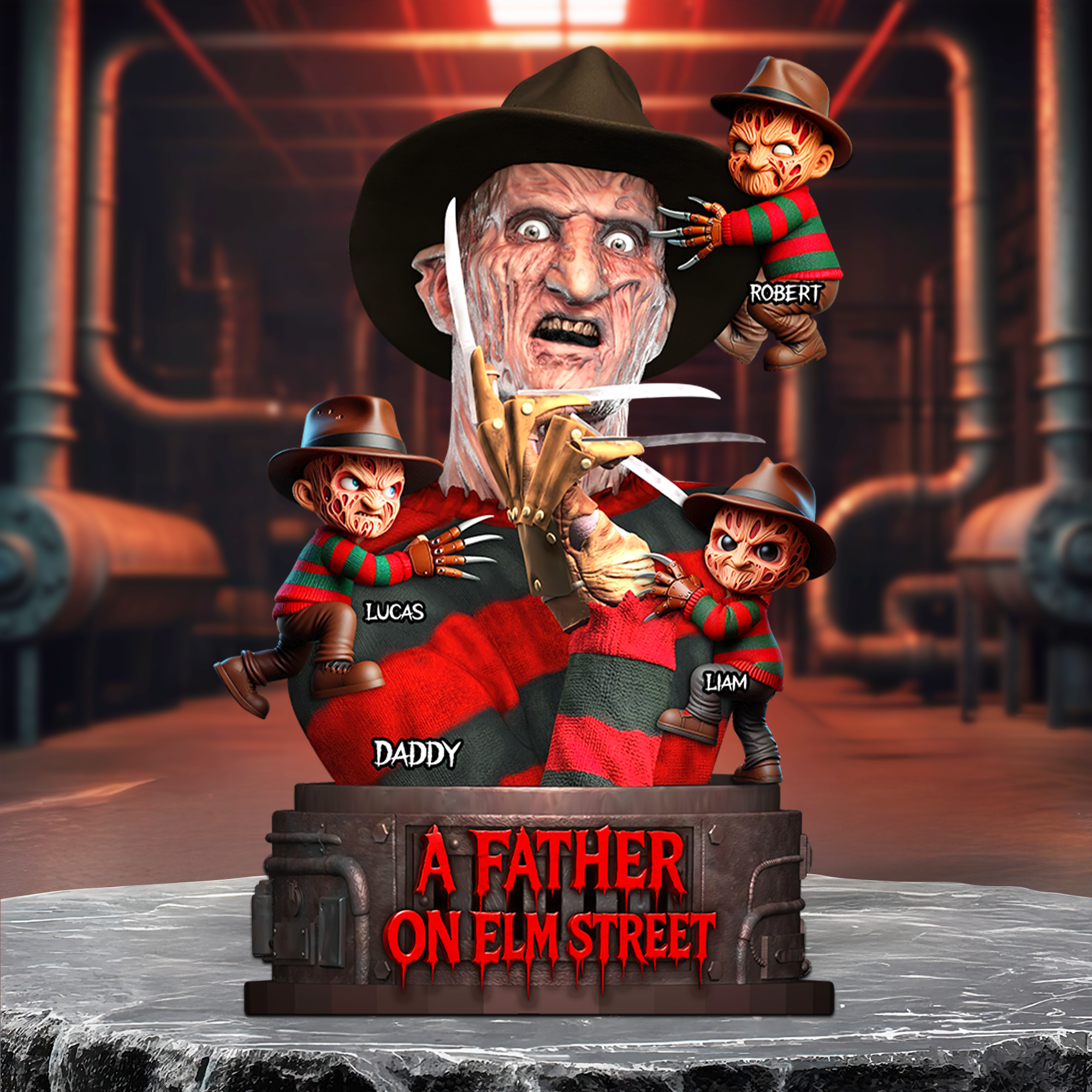 "A Father on Elm Street" - Personalized Horror Dad Acrylic Plaque - Perfect Gift for Dads and Grandpas Shaped Plaques PopCulturePrints